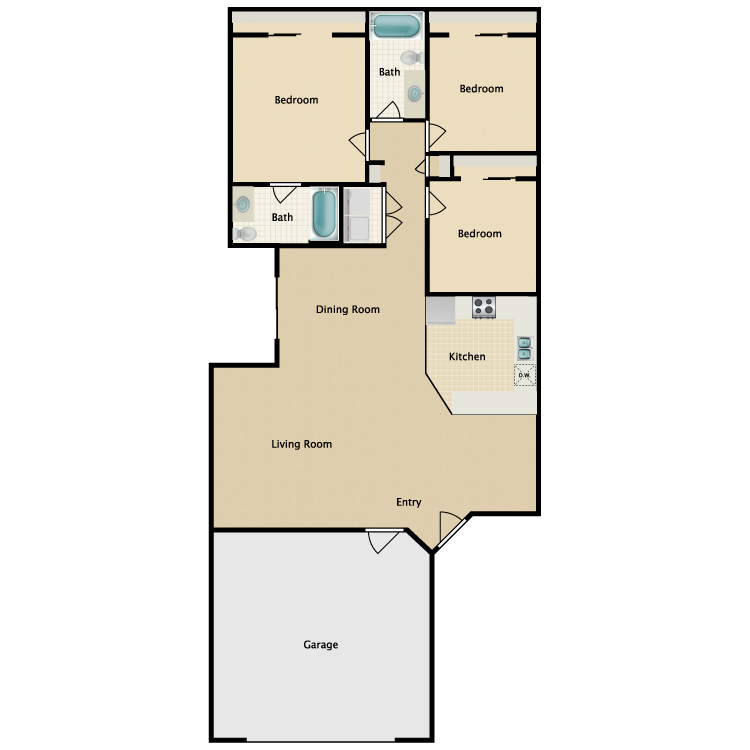 Floor plan image of Three Bedroom B