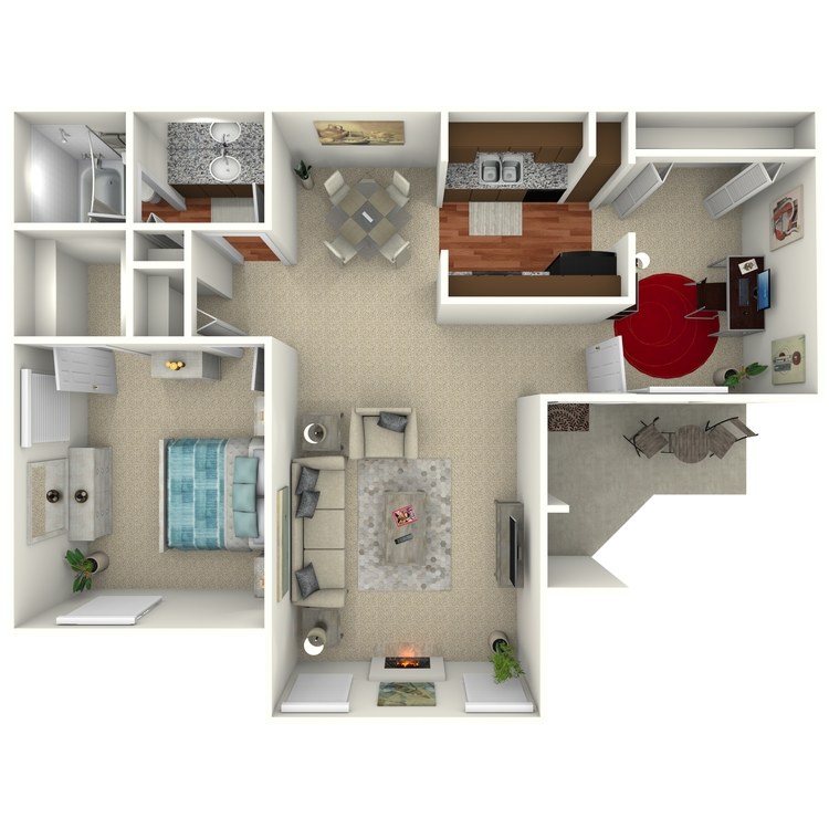 Floor plan image of 1 Bed 1 Bath A