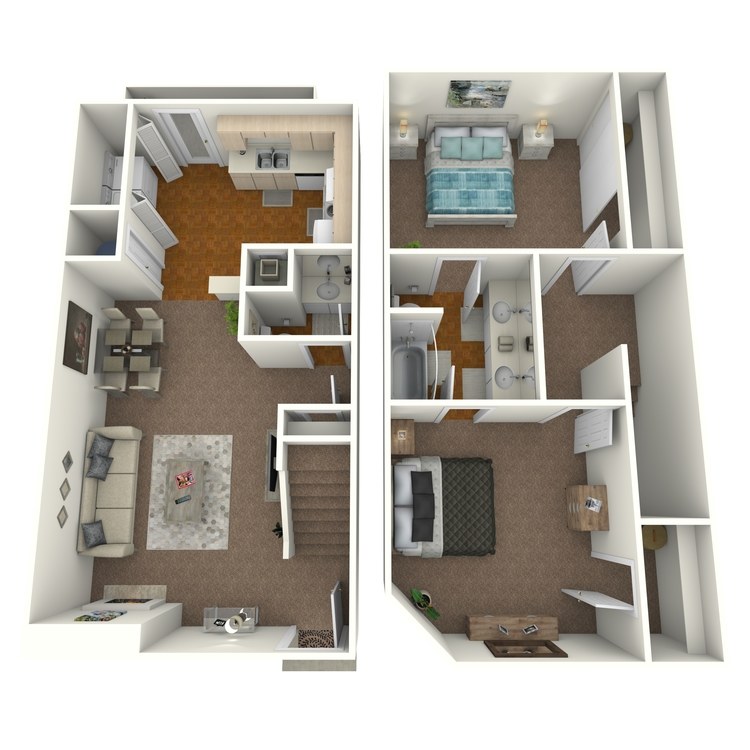 Floor plan image of 2 Bed 1.5 Bath A