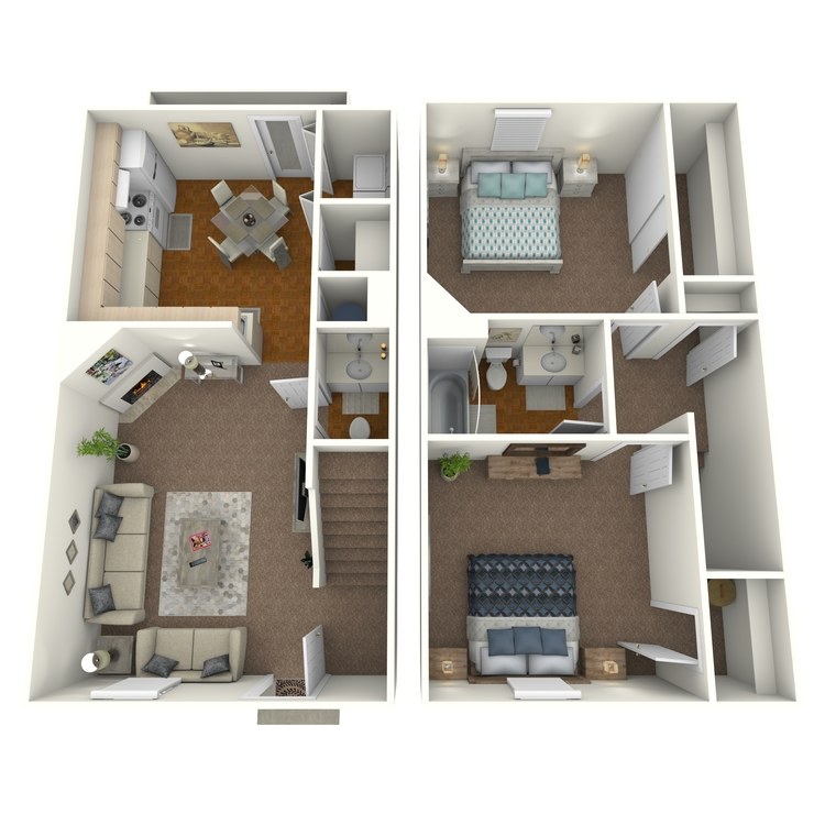 Floor plan image of 2 Bed 1.5 Bath B