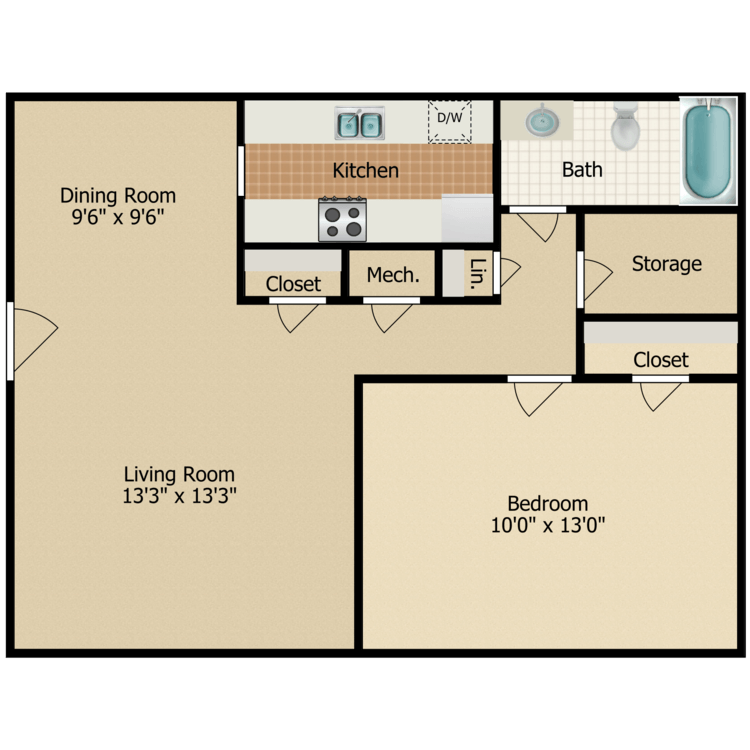 One Bedroom floor plan image