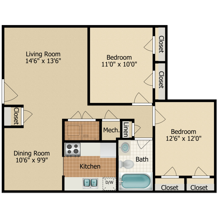 Two Bedroom floor plan image