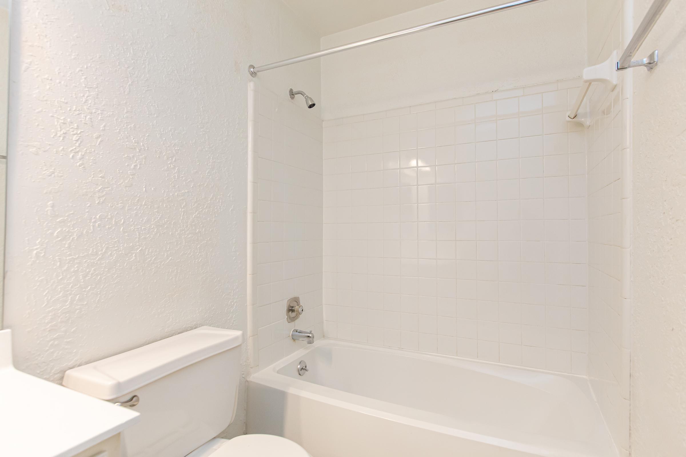 a shower that has a sink and a mirror