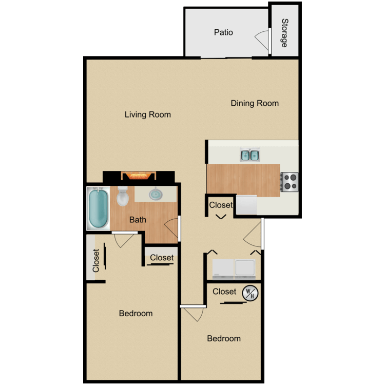 Floor plan image of 2 Bed 1 Bath