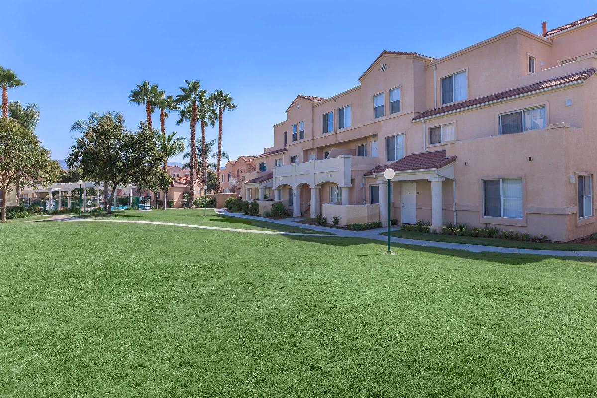 a large lawn in front of a building