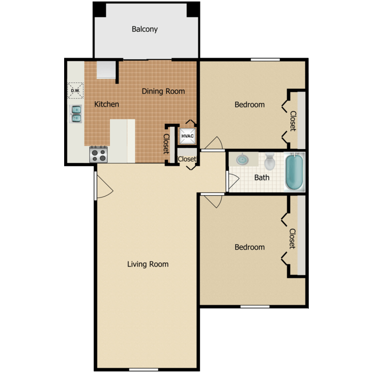 Floor plan image of 2 Bedroom Extended Living Room