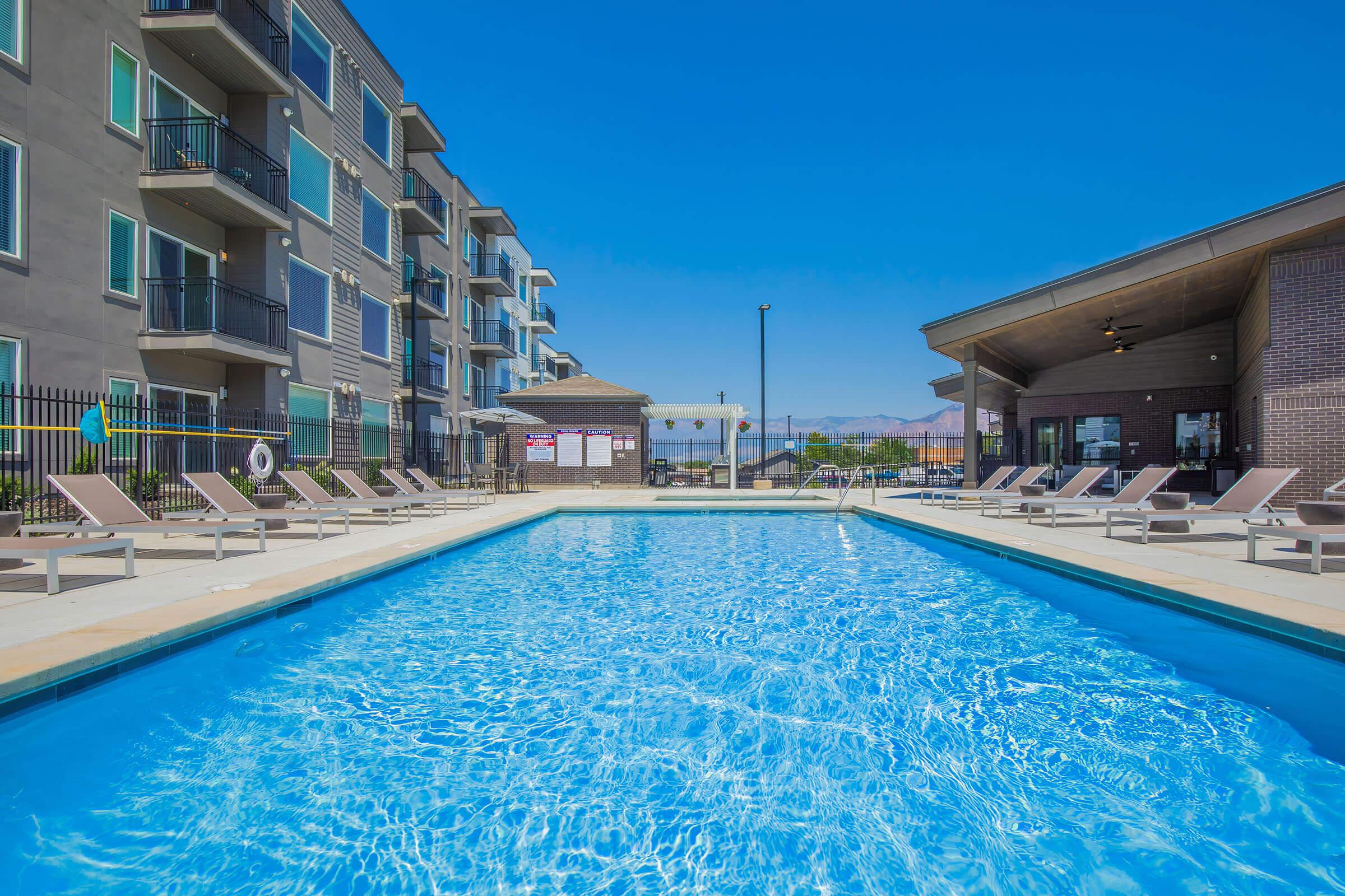 a blue pool of water