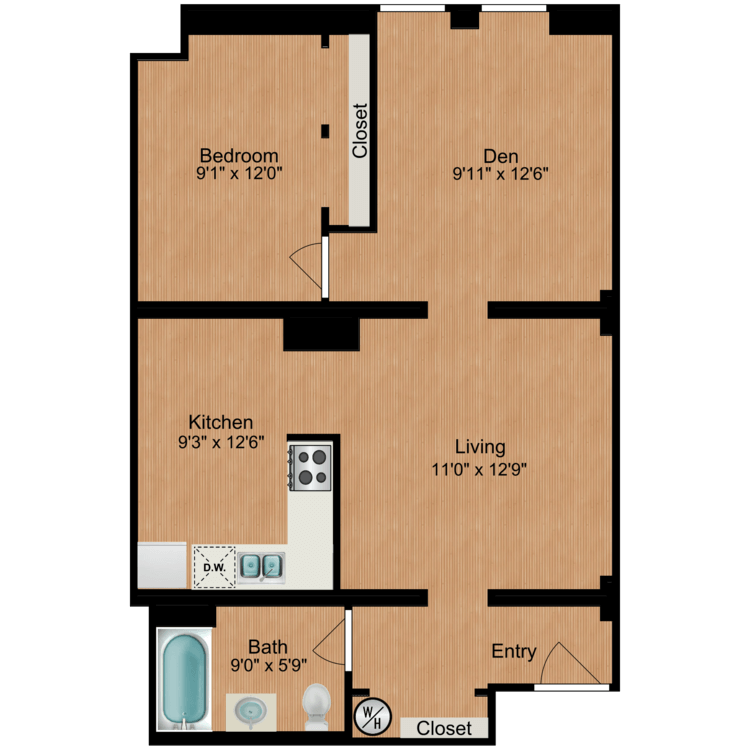 Floor plan image of 1 Bedroom A6