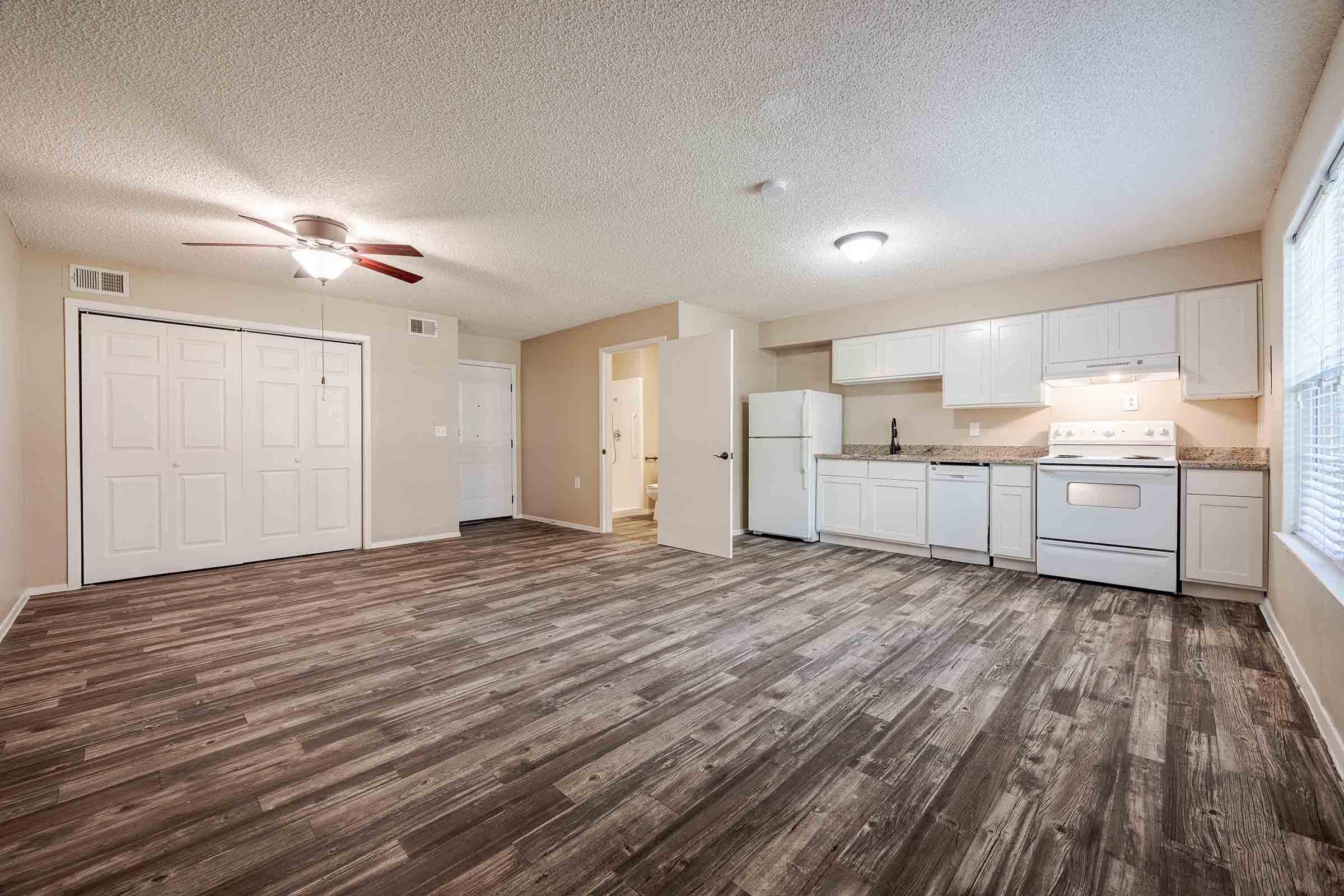 a room with a wooden floor