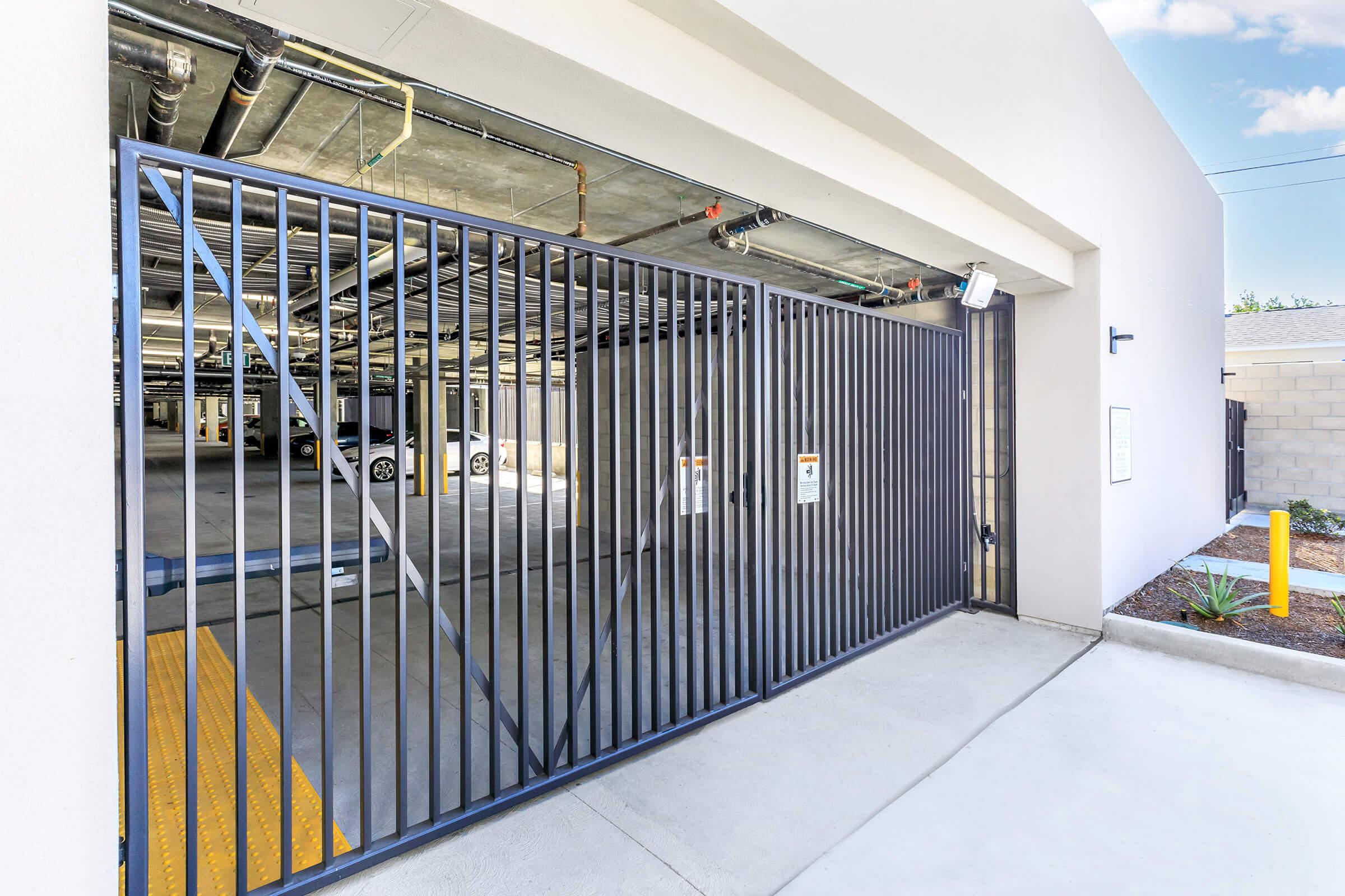 a gate in front of a building