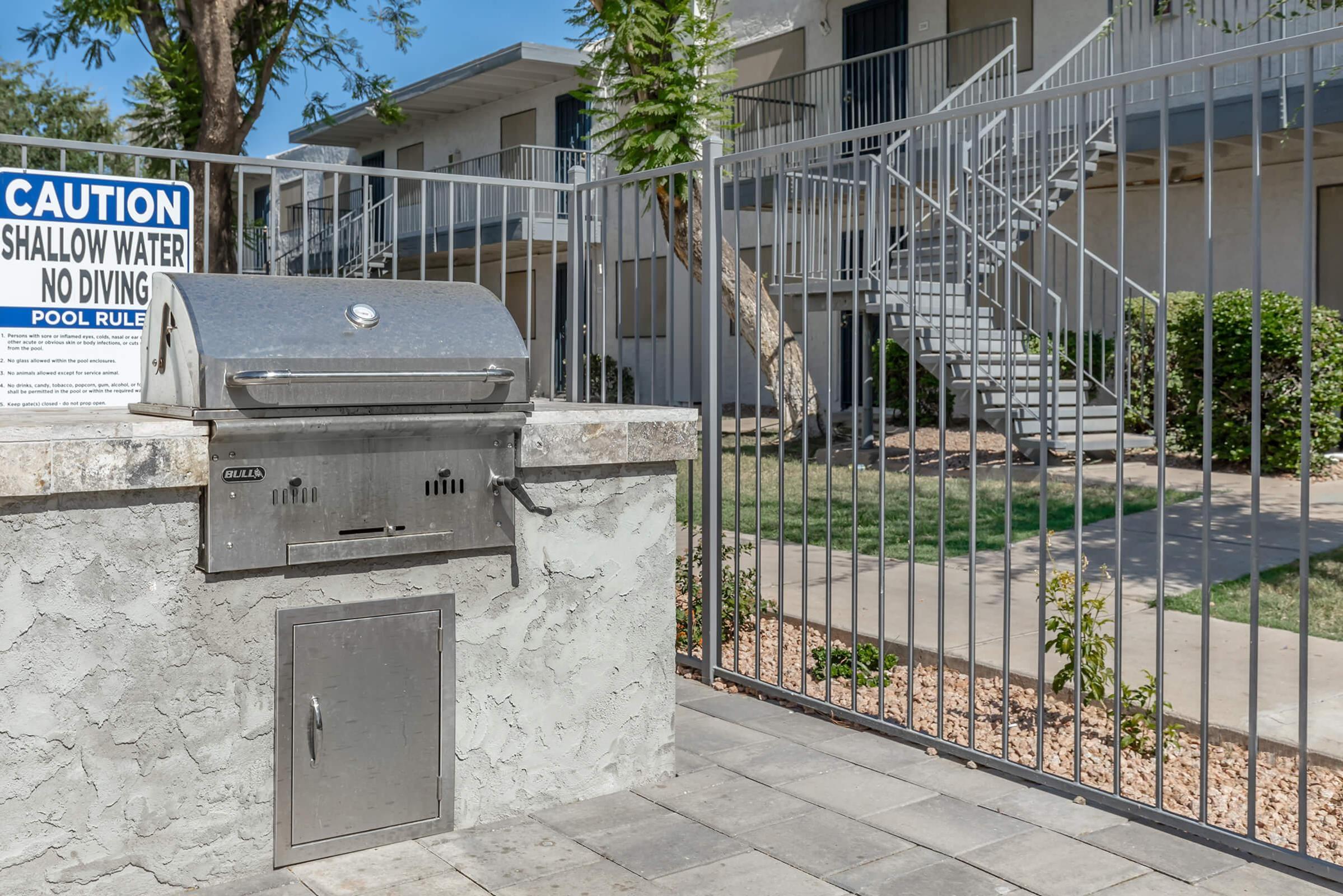 The grill station in the courtyard at Rise at the Preserve in Phoenix, AZ. 