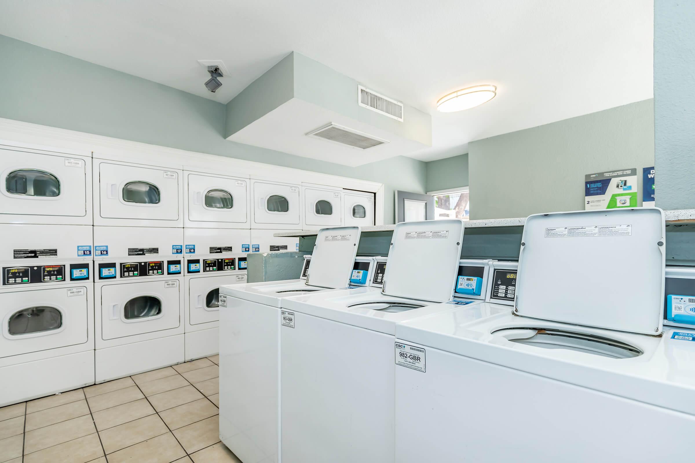 Washers and dryers in a shared laundry space