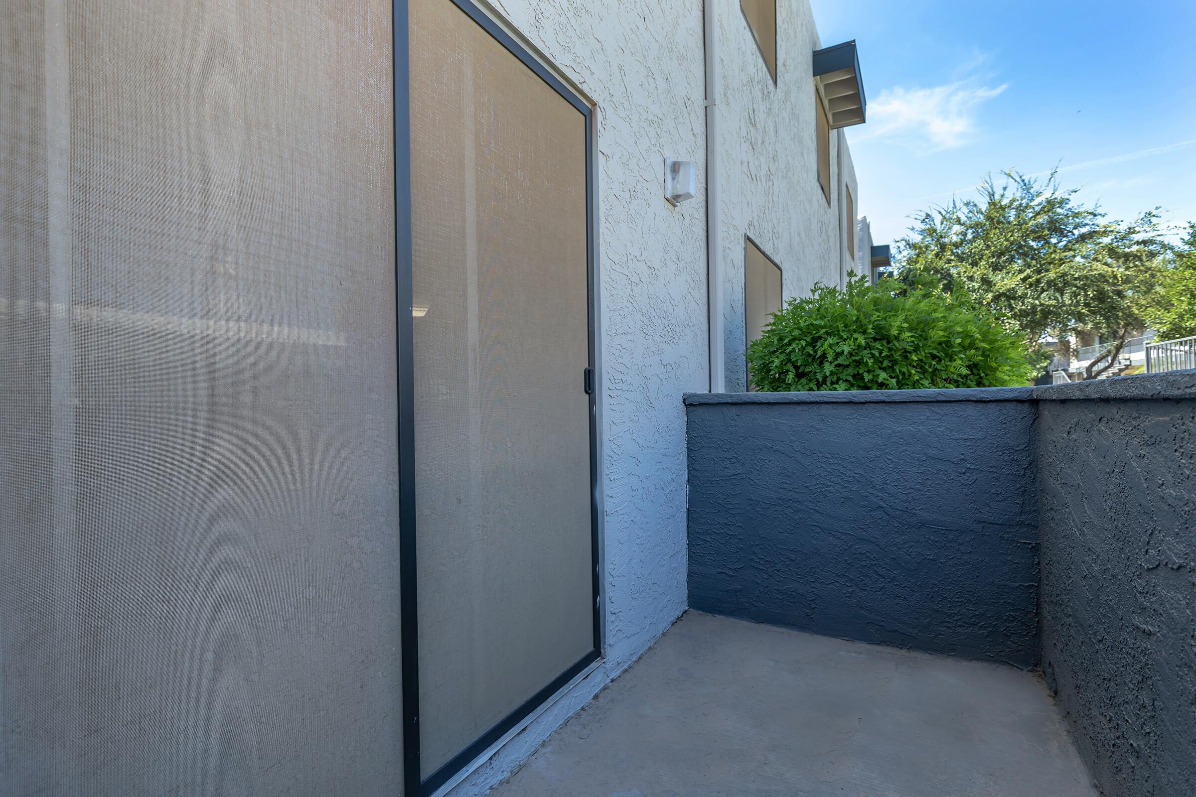 Sliding doors for the balcony at Rise at the Preserve in North Phoenix, AZ.