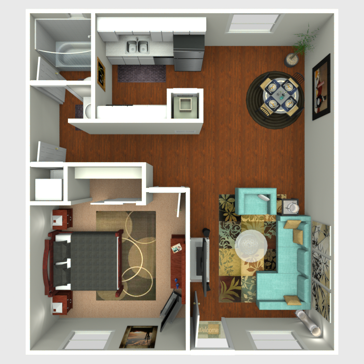 Floor plan image of 1 Bed 1 Bath