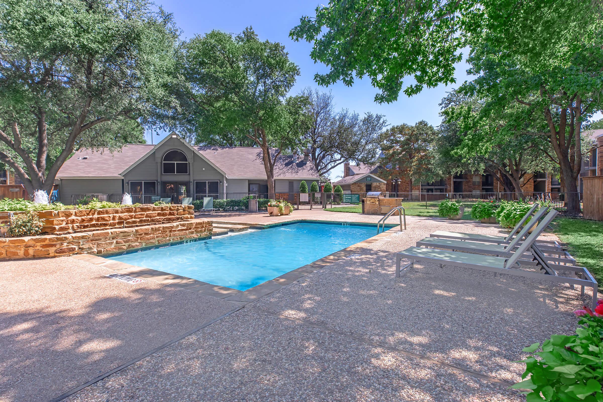 a house with a pool of water