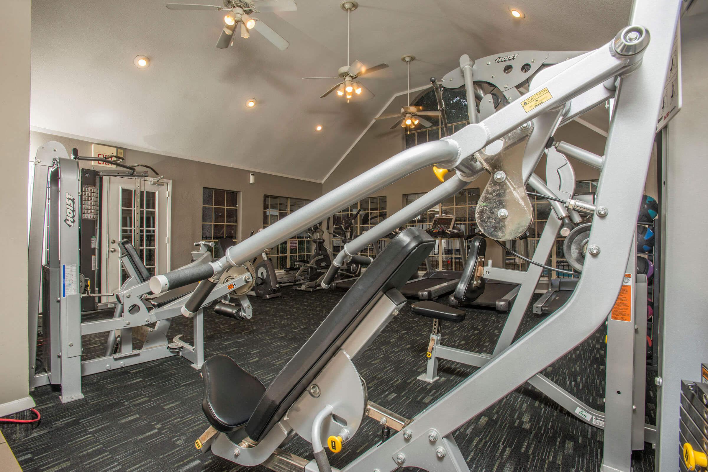 weight lifting equipment in the community gym