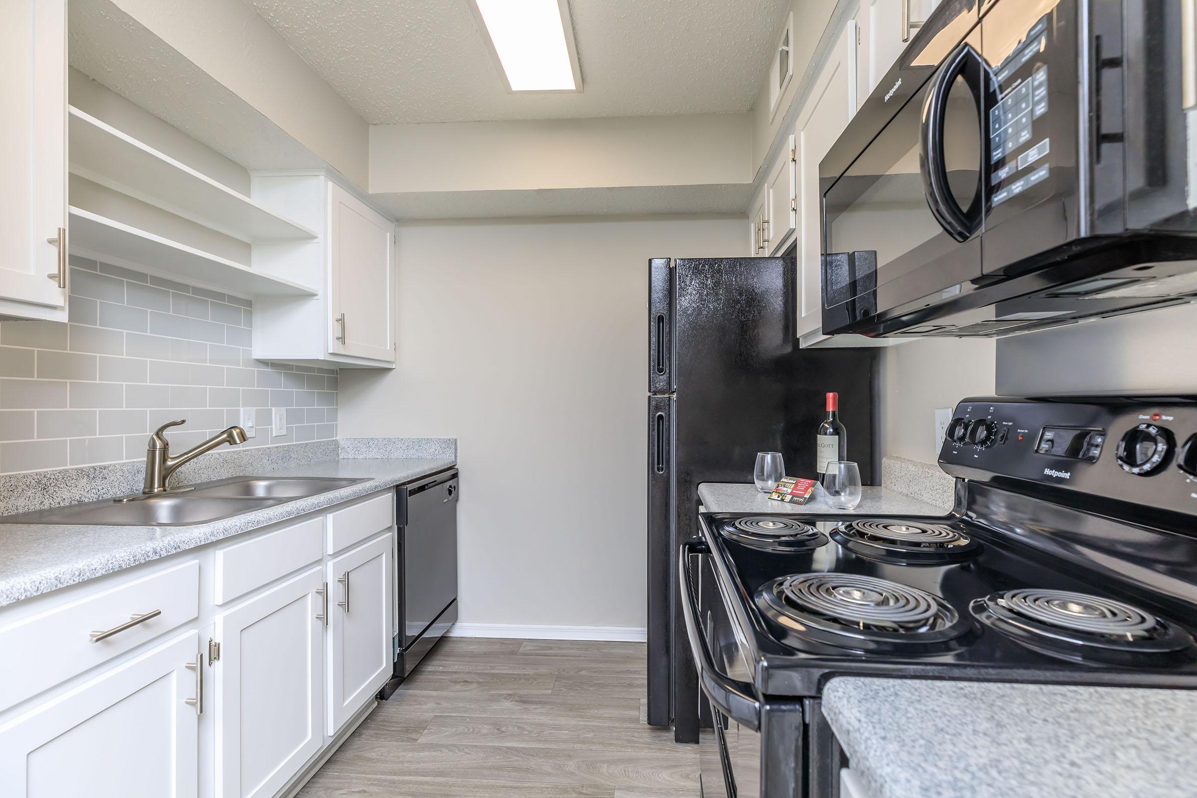 kitchen with white cabinets