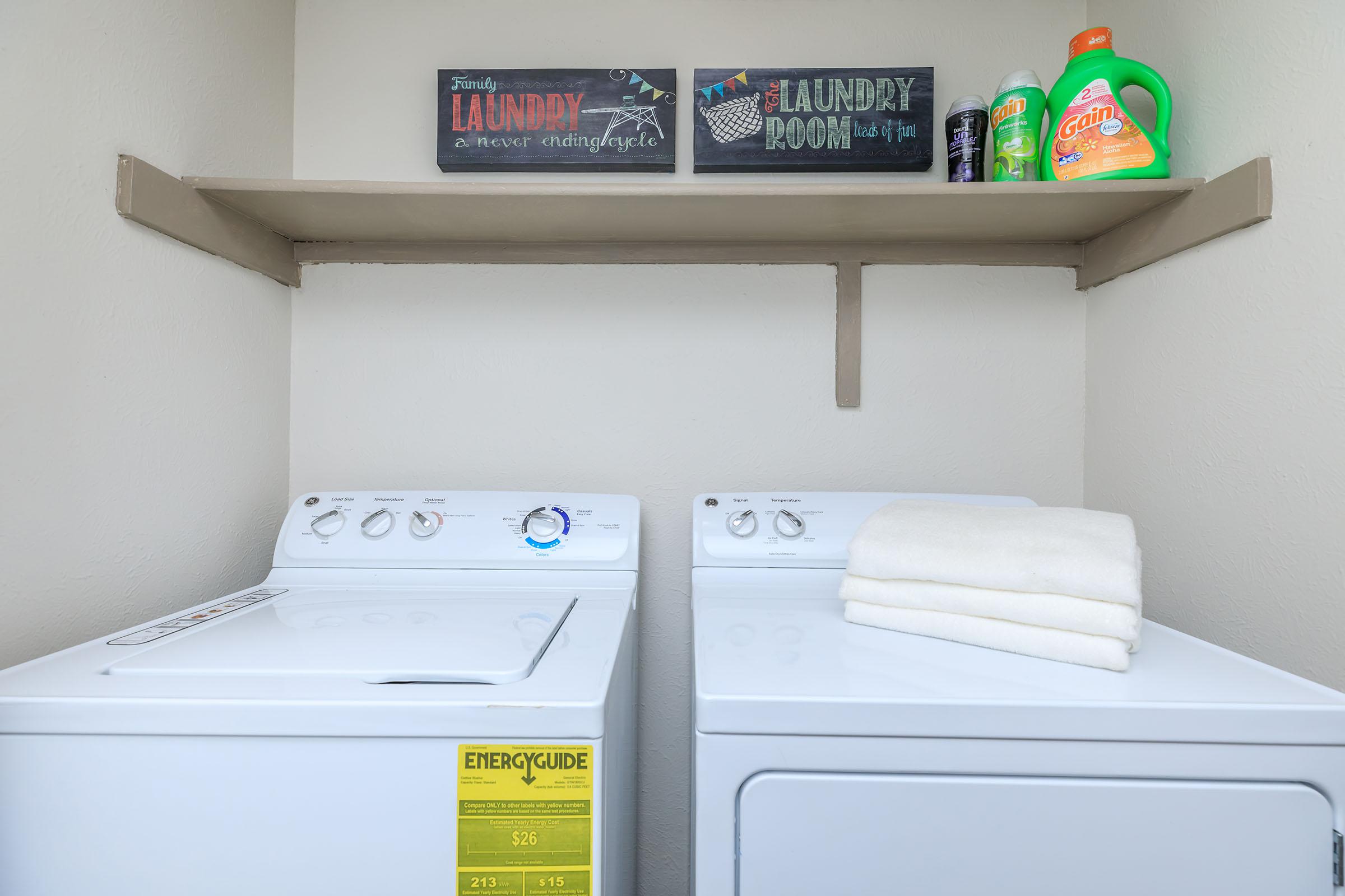 furnished washer and dryer in the laundry closet