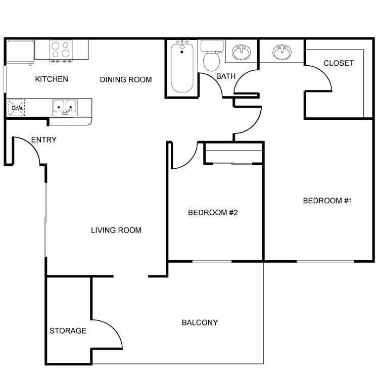 Floor plan image of 2 Bed 1 Bath