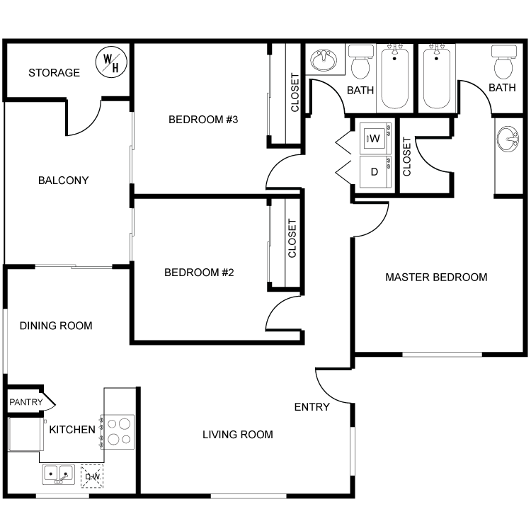 Floor plan image of 3 Bed 2 Bath