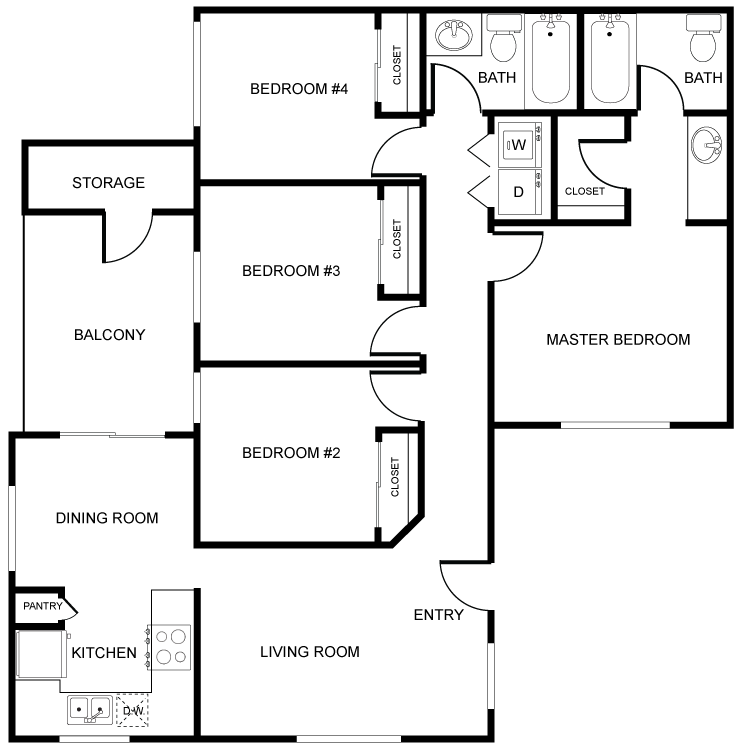 Floor plan image of 4 Bed 2 Bath