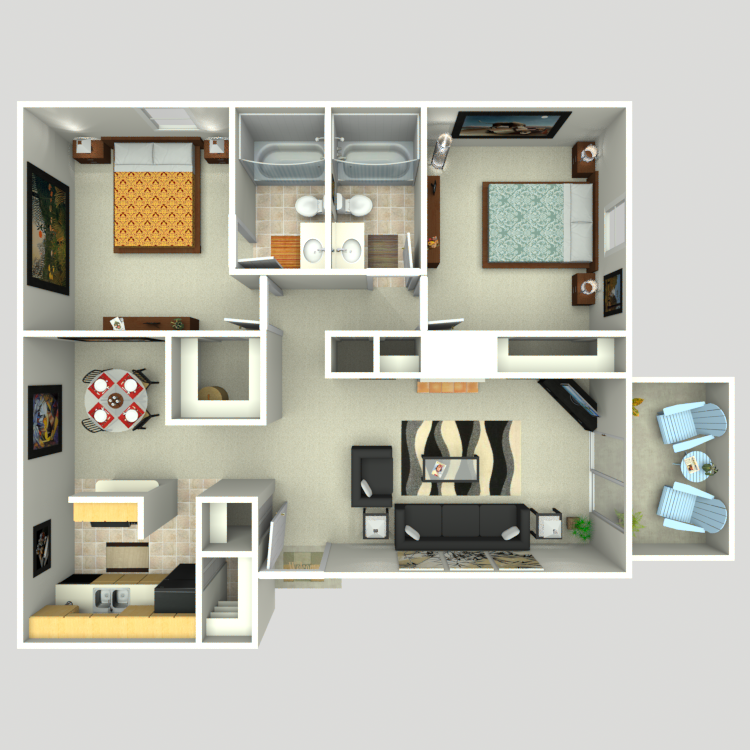 Floor plan image of 2 Bed 2 Bath D
