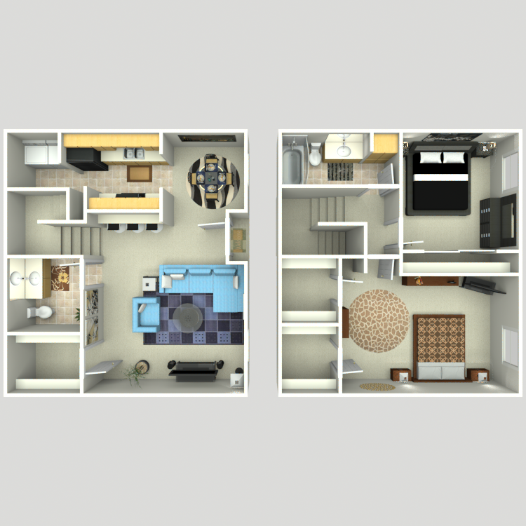 Floor plan image of 2 Bed 1.5 Bath E