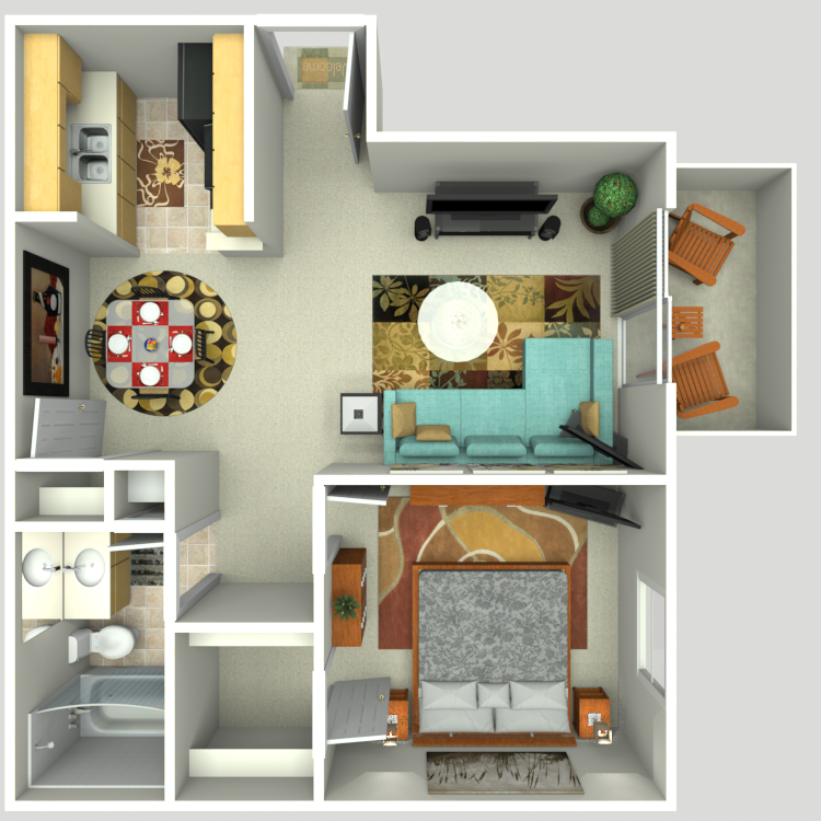 Floor plan image of 1 Bed 1 Bath A