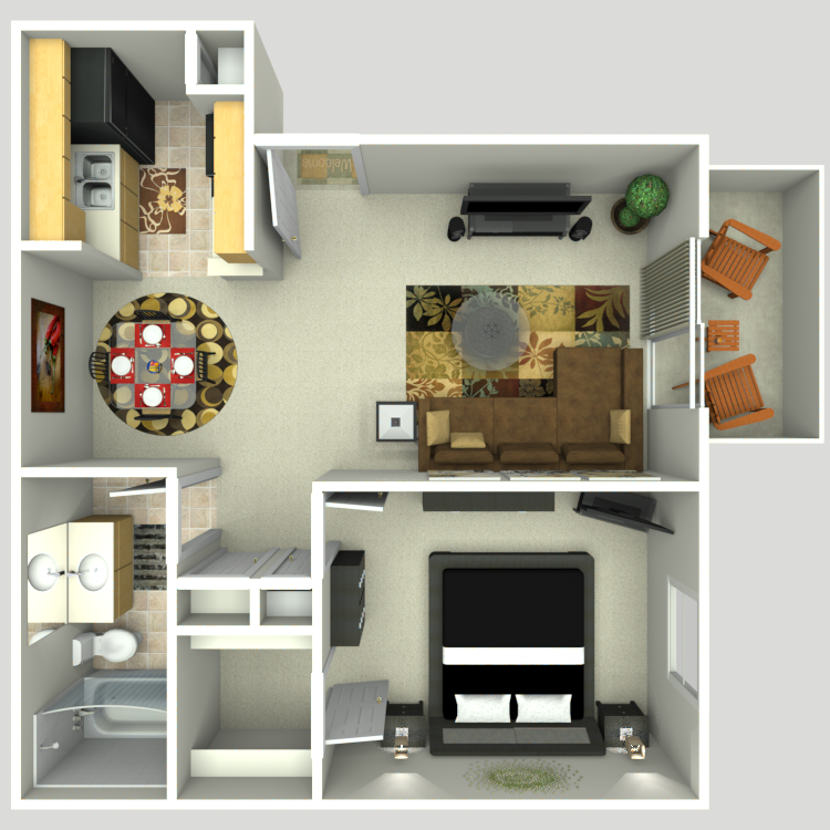 Floor plan image of 1 Bed 1 Bath C
