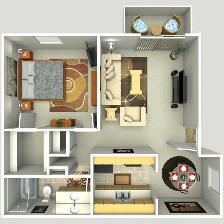 Floor plan image of 1 Bed 1 Bath D