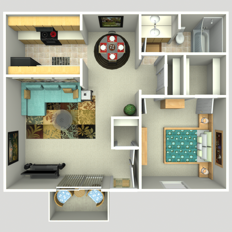 Floor plan image of 1 Bed 1 Bath E