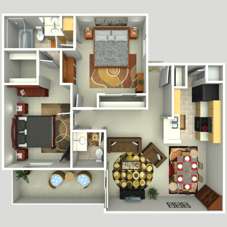 Floor plan image of 2 Bed 1.5 Bath B