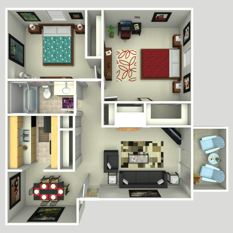 Floor plan image of 2 Bed 1 Bath C
