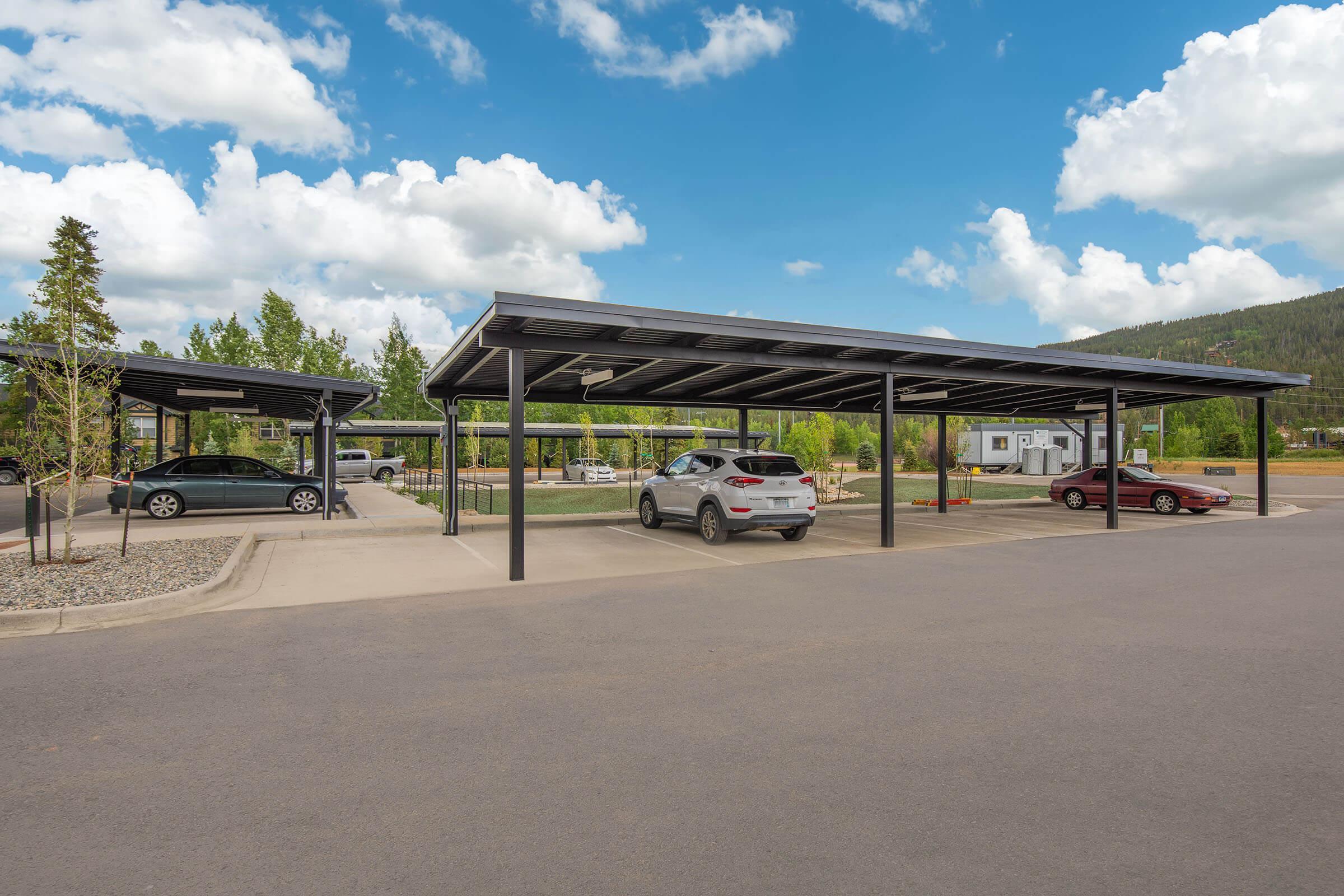 a group of clouds in the parking lot