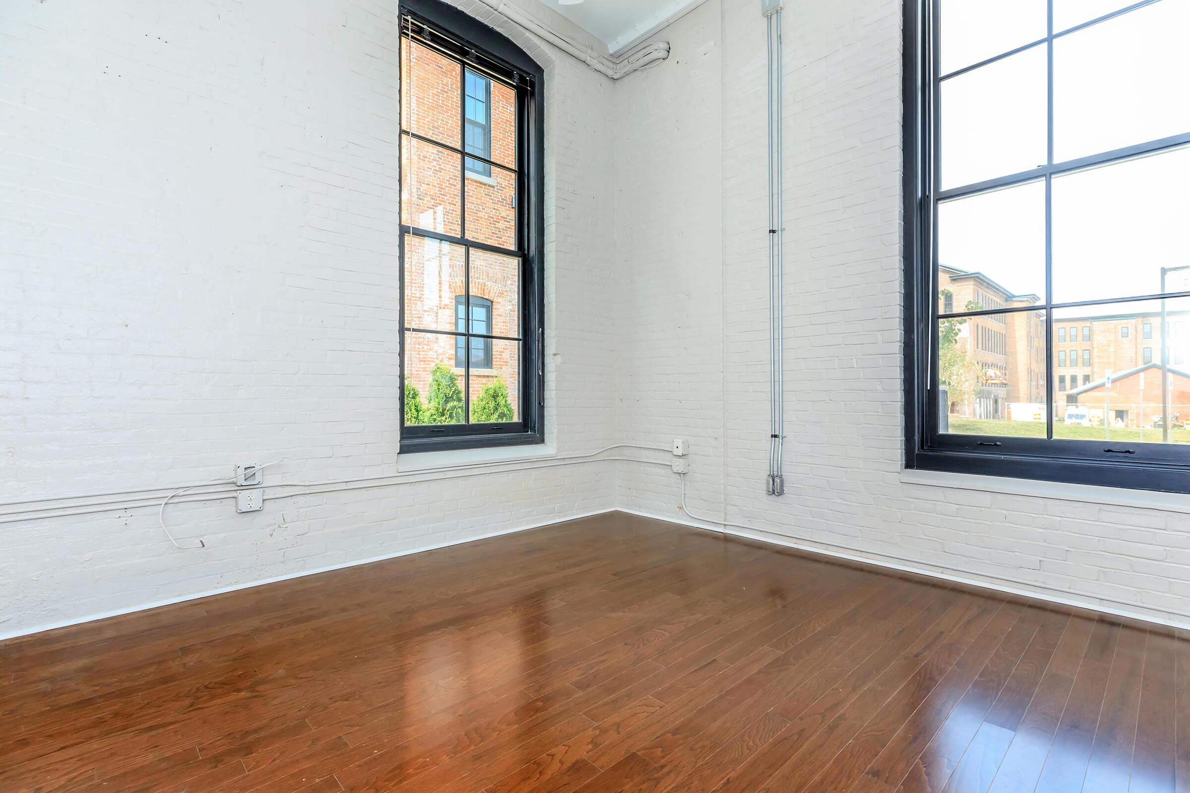 a building next to a window