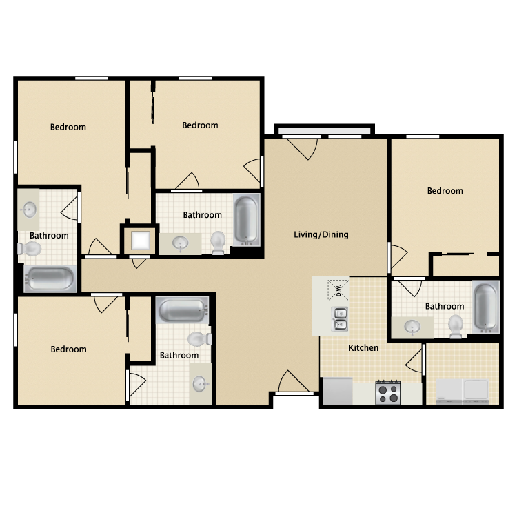 Floor plan image of 4 Bed 4 Bath Small