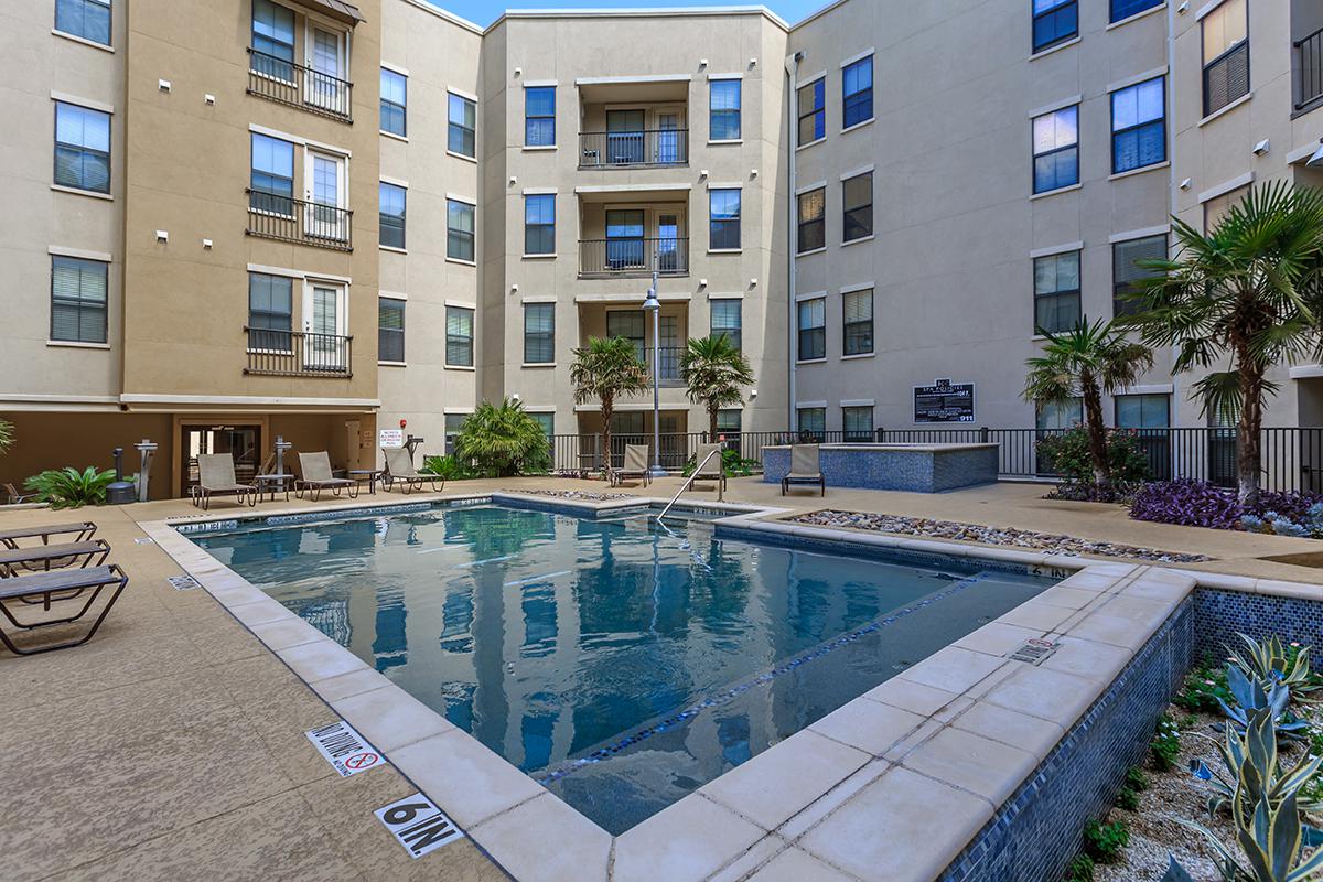 a building with a pool