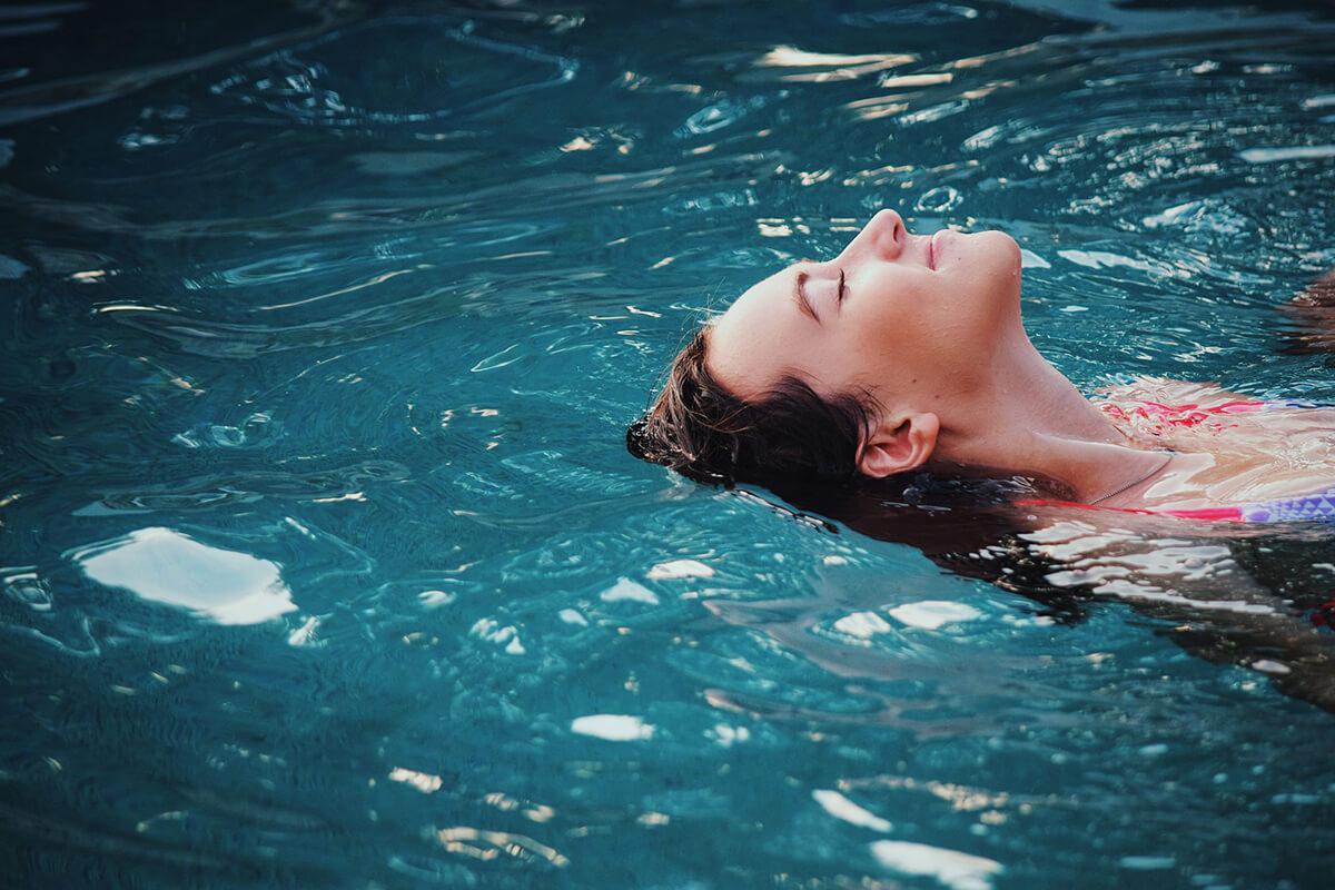 a person swimming in the water
