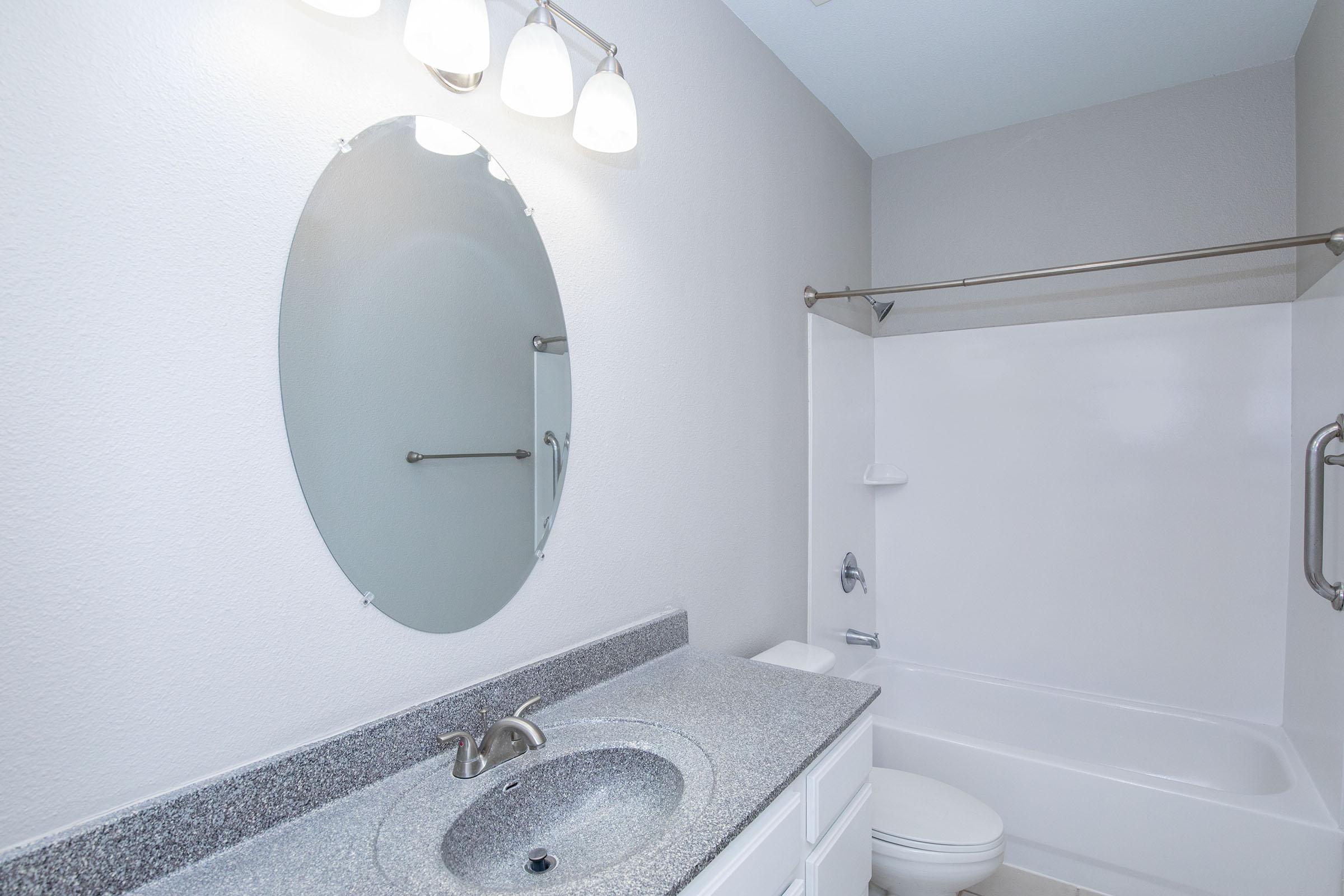 a sink and a mirror