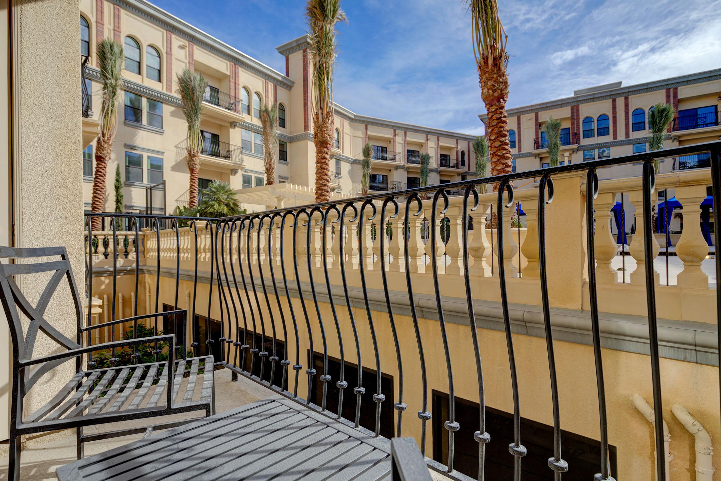 a bench in front of a building