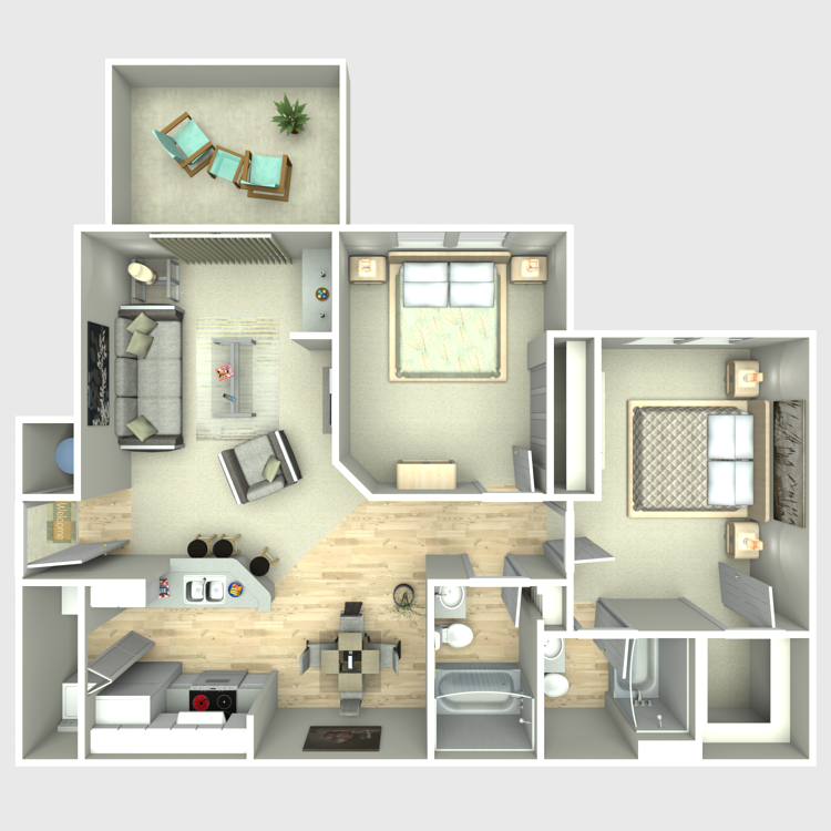 Floor plan image of 2 Bed 2 Bath A