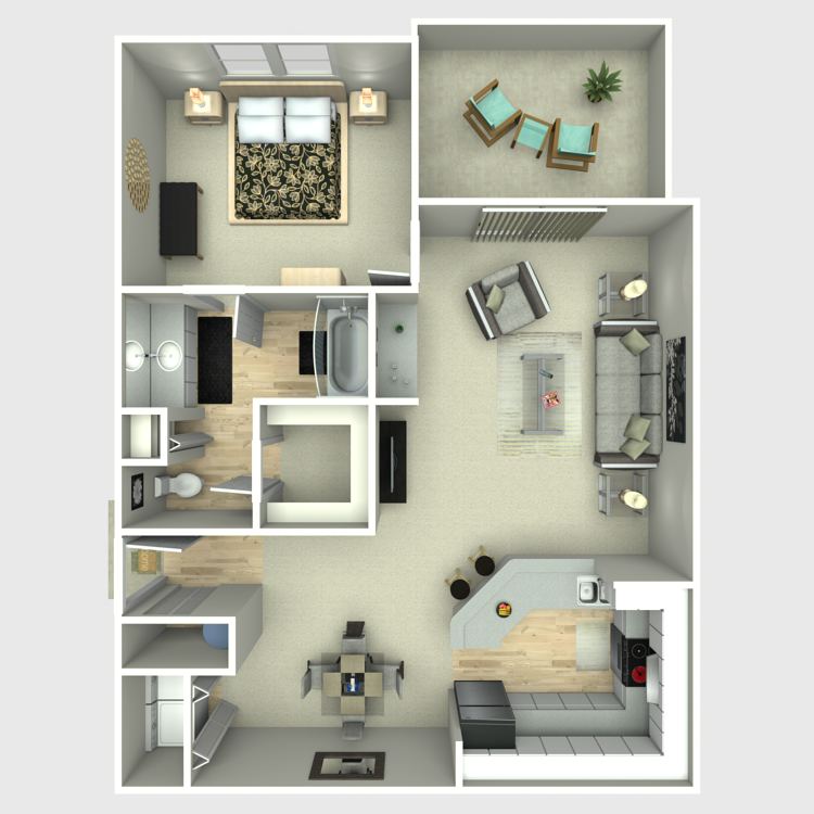 Floor plan image of 1 Bed 1 Bath B