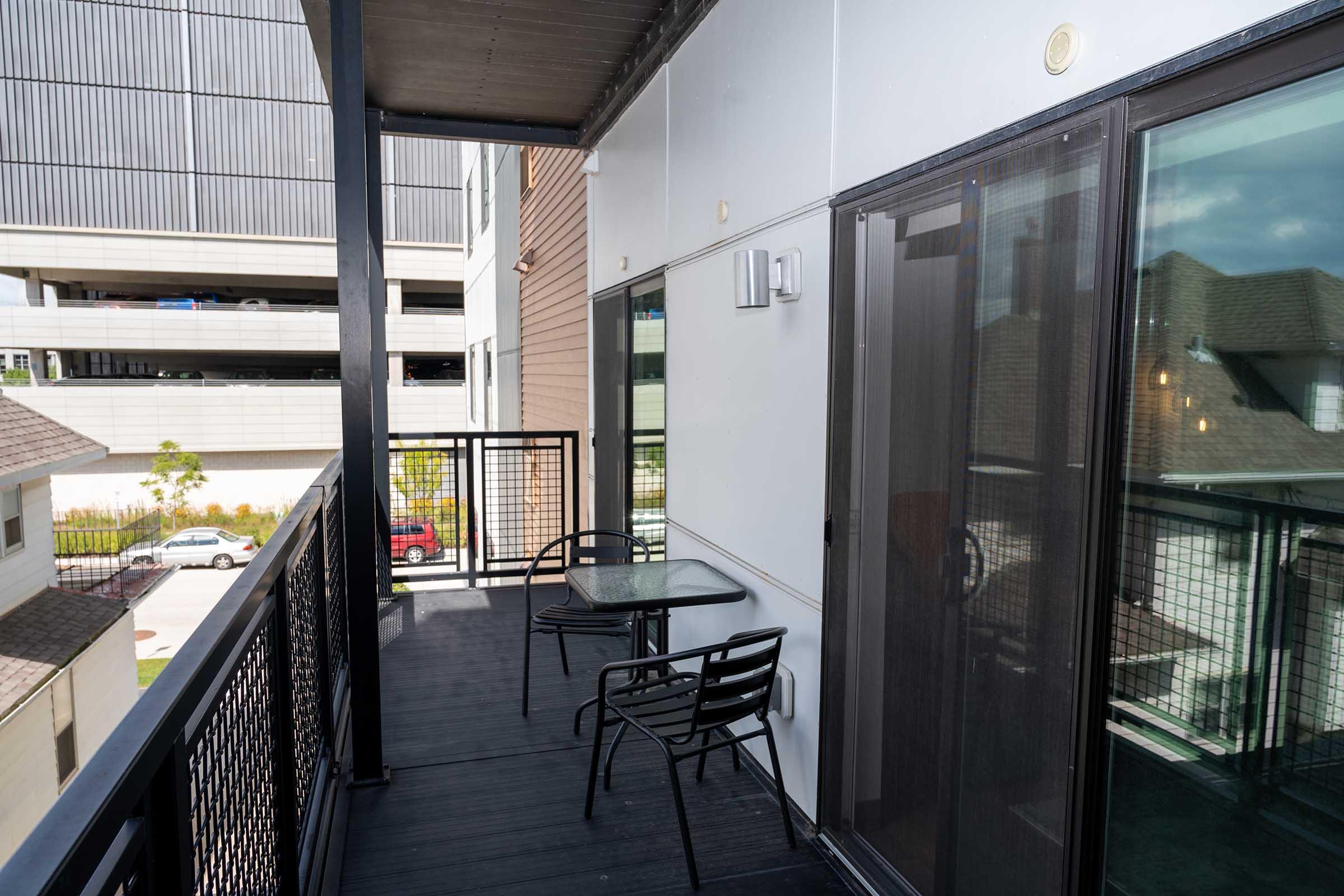 a glass door of a building