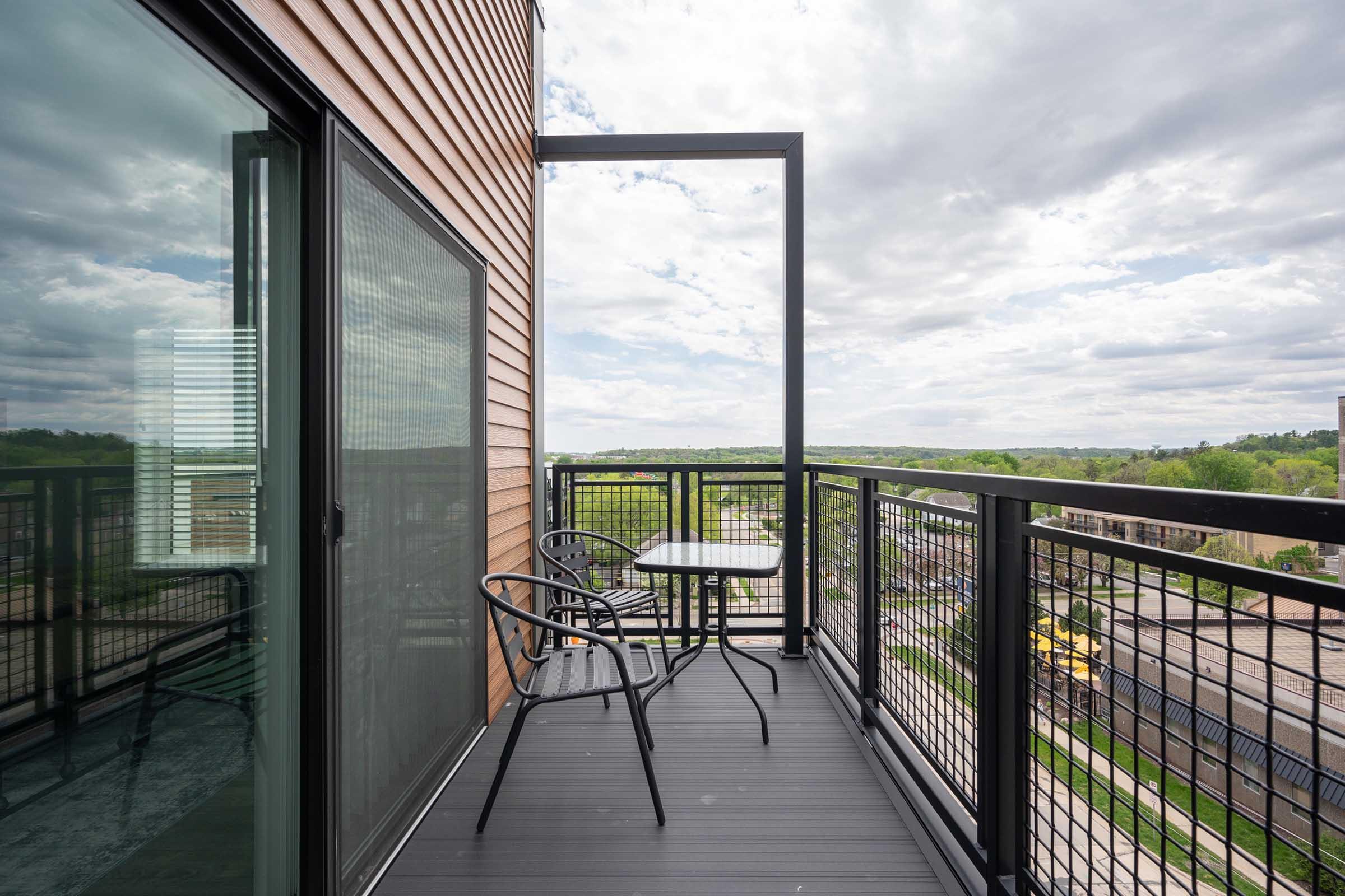 a building with a metal fence