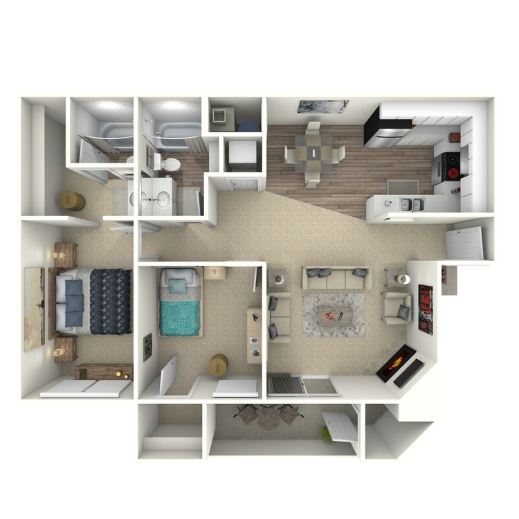 Floor plan image of 2 Bed 2 Bath
