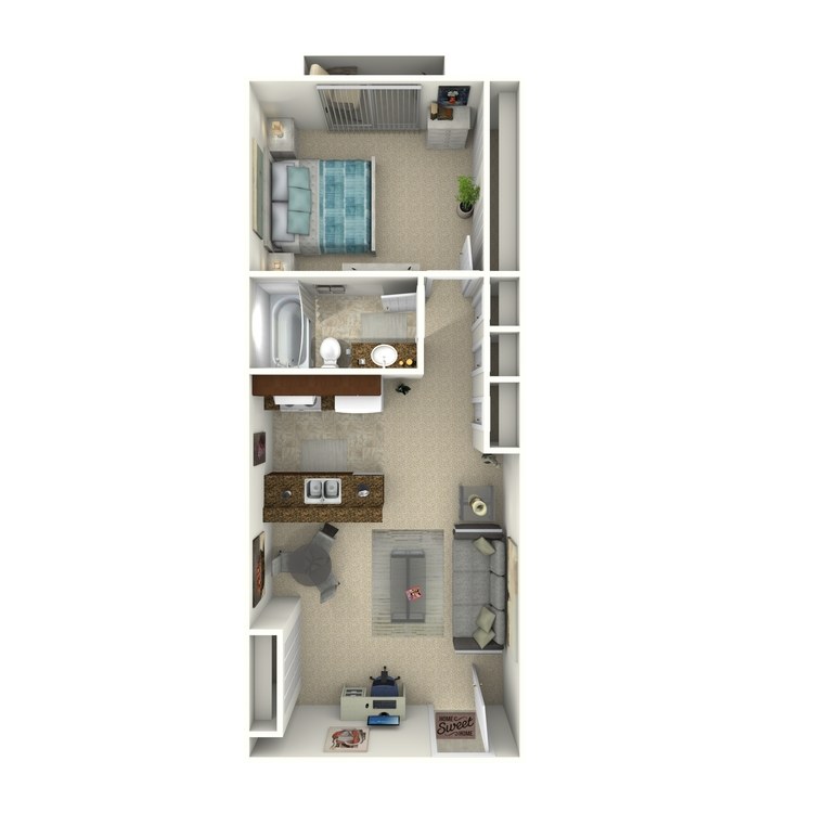 Floor plan image of 1 Bed 1 Bath