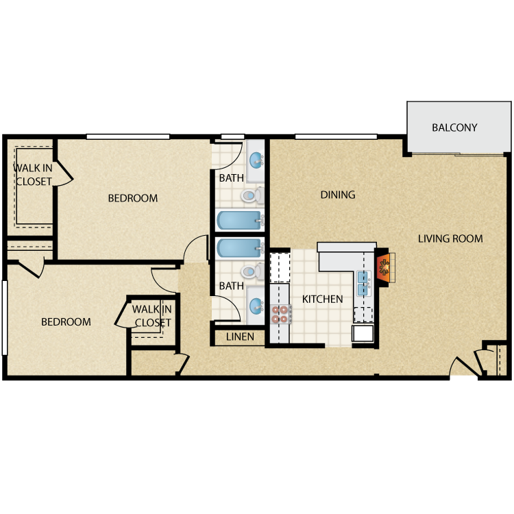 Floor plan image of Cooper 2 Bed 2 Bath