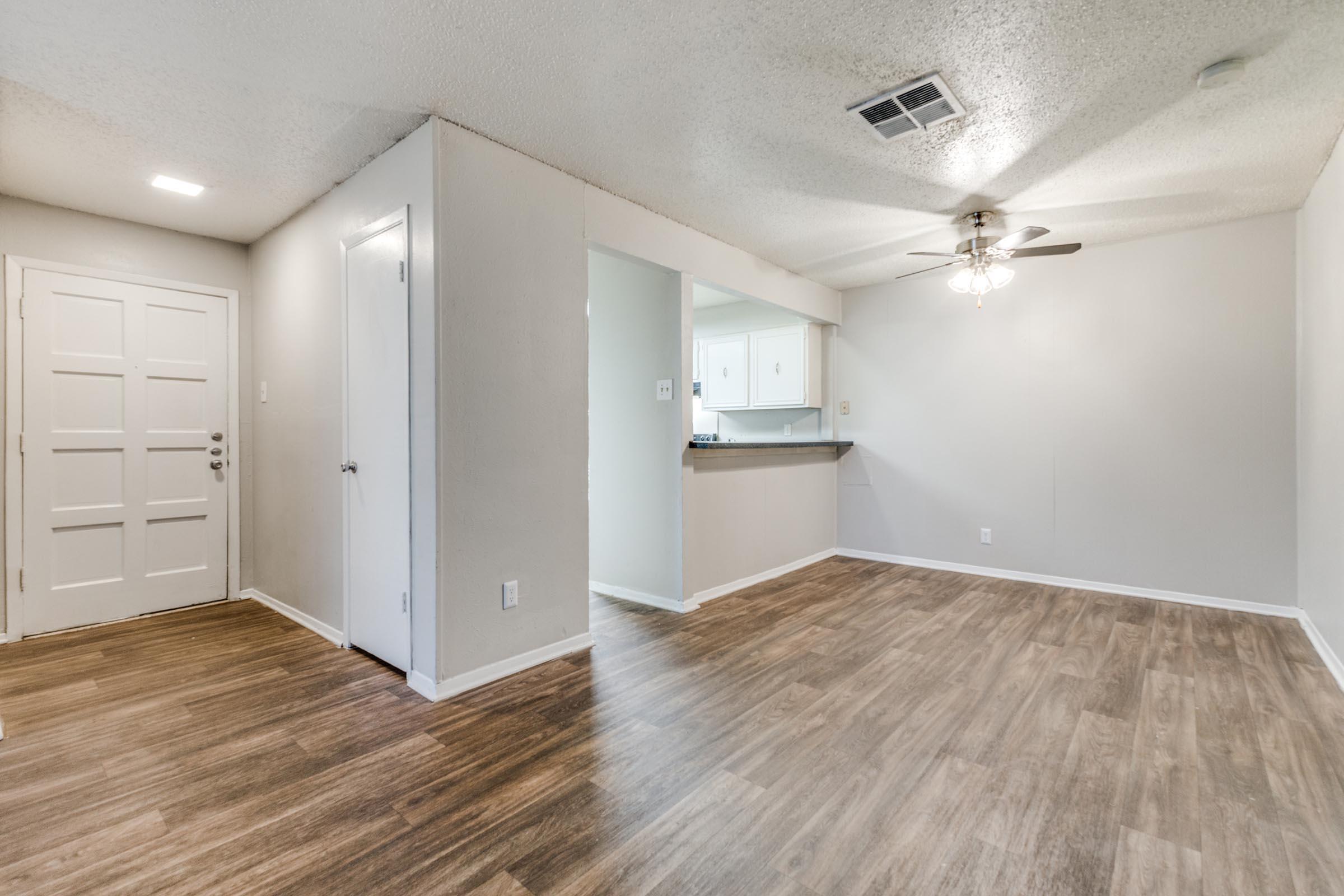 a room with a wood floor