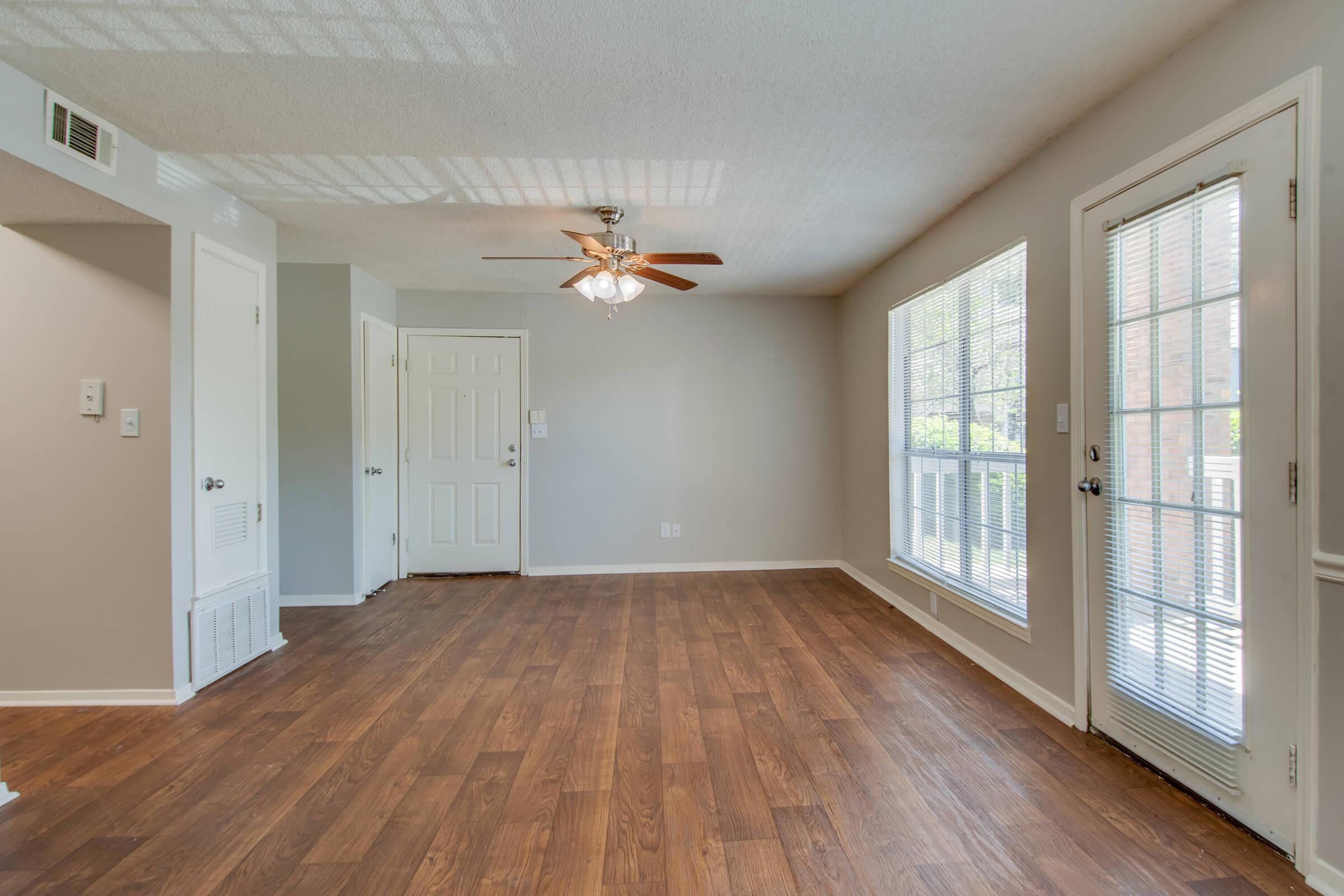 a room with a wood floor