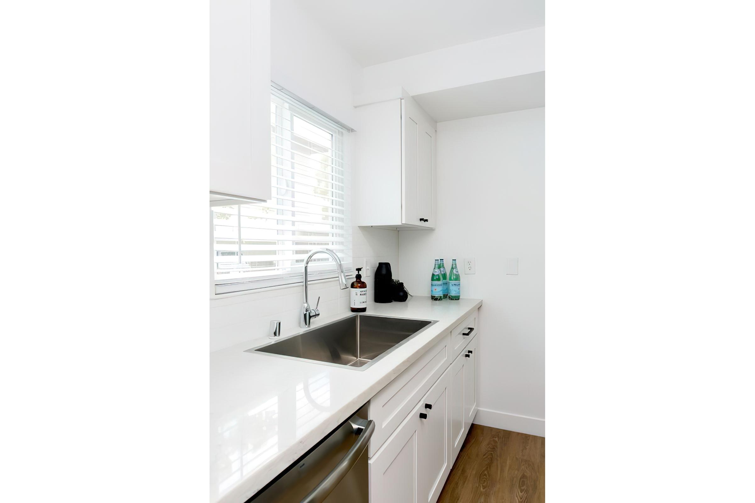 Sleek countertop with dishwasher and stainless steel sink